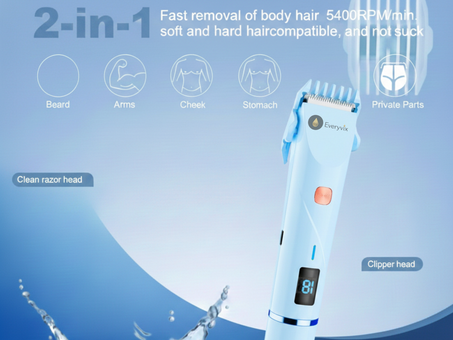 Powerful & Precise  Dual Head Cordless Pubic Trimmer for Men
