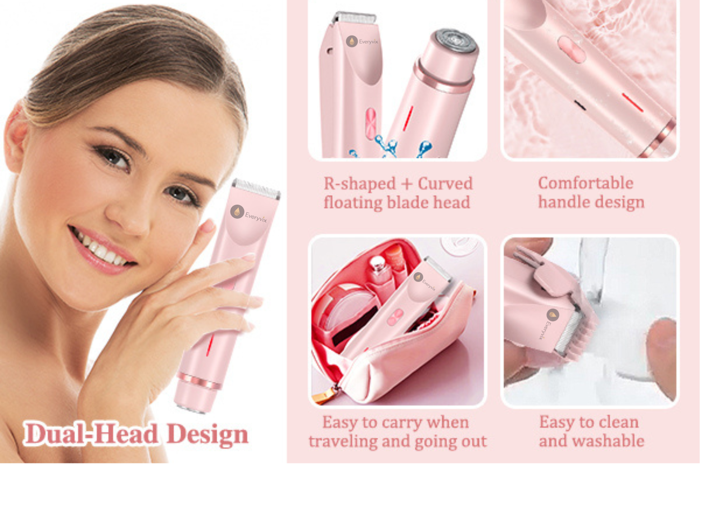 Pink Dual Head Trimmer & Shaver – Gentle Intimate Groomer for Women