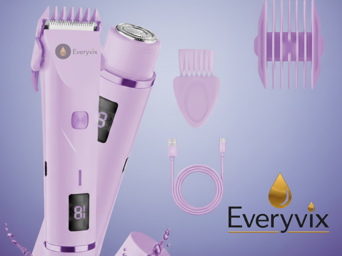 Purple Dual Head Trimmer & Shaver Ultra-Gentle Intimate Groomer for Sensitive Skin