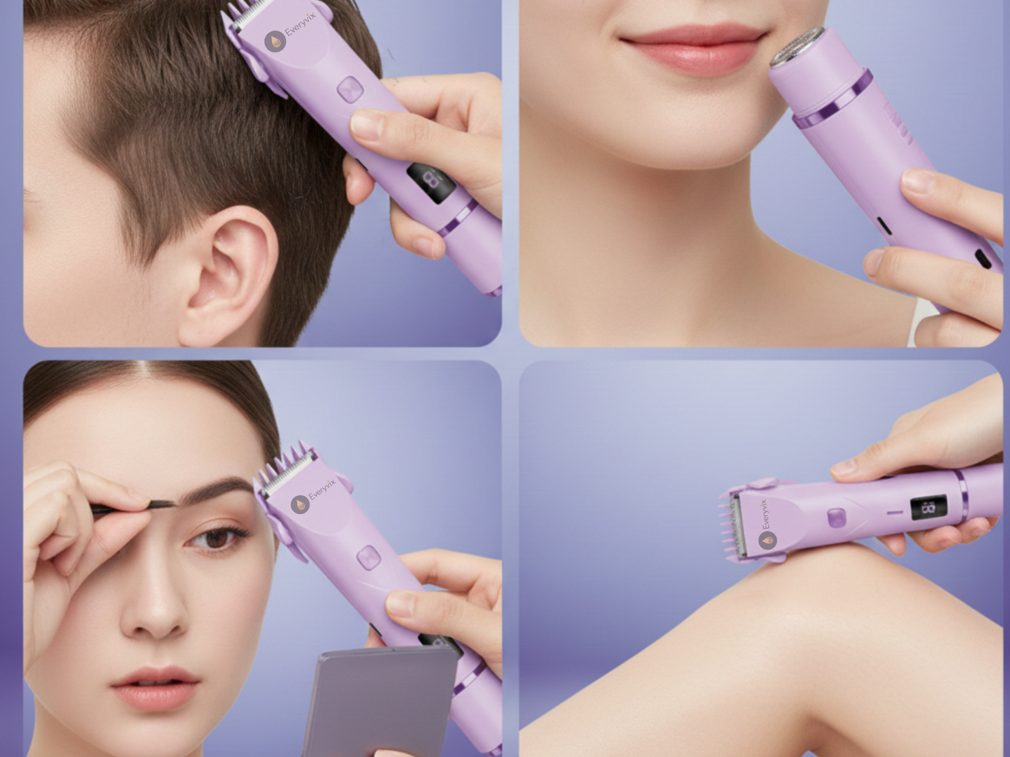 Purple Dual Head Trimmer & Shaver Ultra-Gentle Intimate Groomer for Sensitive Skin